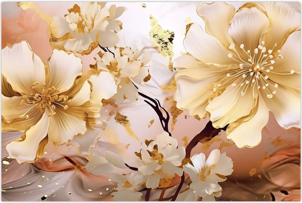 Tablou - Flori de aur (90x60 cm)