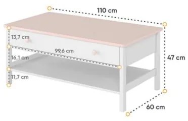 Masuta joasa cu 1 sertar alb Star
