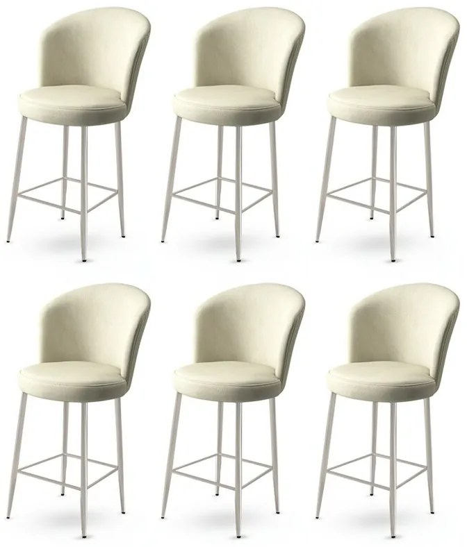 Set de scaune de bar Fora Cream and Chrome, 6 buc., 6 buc.