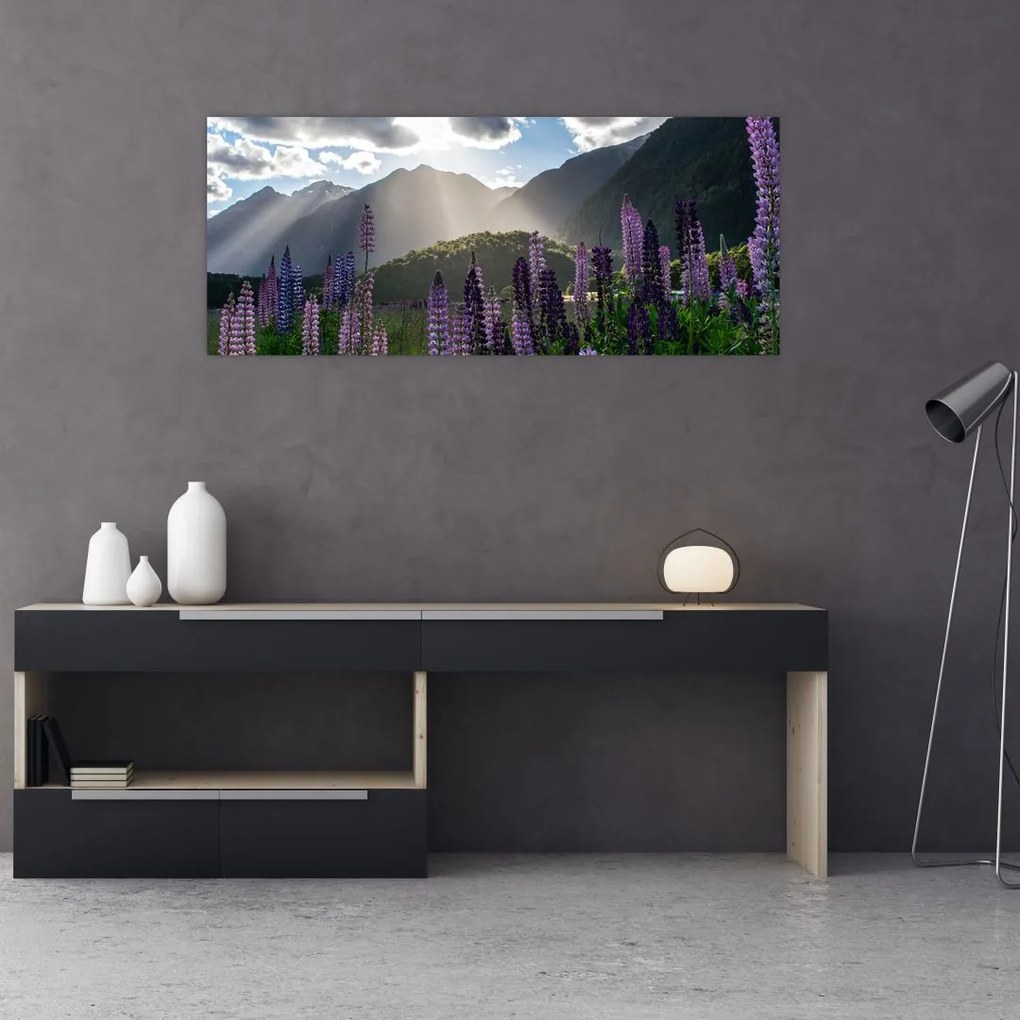Tablou - scenariu cu flori de Lupin (120x50 cm)