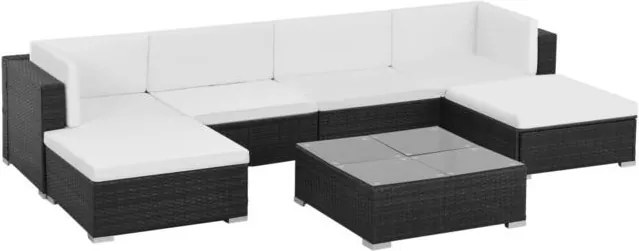 vidaXL Set mobilier de exterior, 19 piese, poliratan, negru