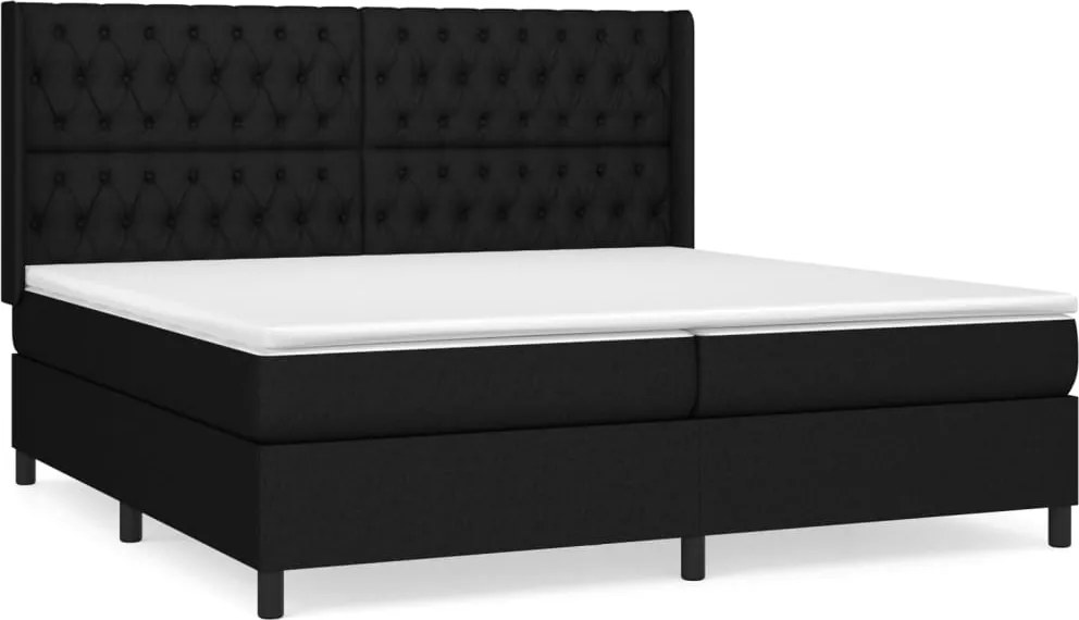 vidaXL Pat box spring cu saltea, negru, 200x200 cm, textil