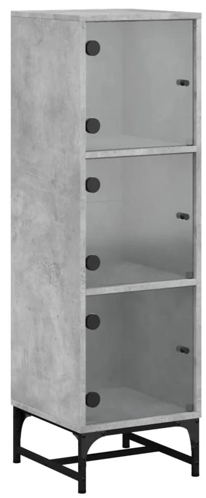 836563 vidaXL Dulap cu uși din sticlă, gri beton, 35x37x120 cm