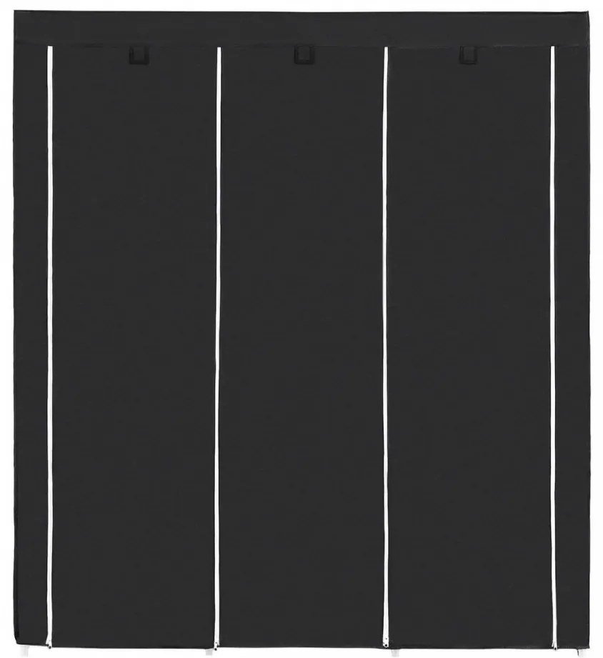 Dulap Haine cu 5 Rafturi si 2 Bare, Husa Detasabila, Metal, Negru, Vasagle, RYG12B