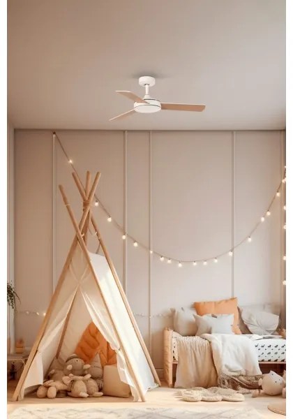 Ventilator de tavan FARO 33603DC MINI MALLORCA S maro/alb d. 106 cm + telecomandă