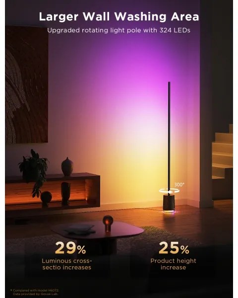 Lampadar LED cu difuzor Govee Pro RGBICWW Wi-Fi + telecomandă