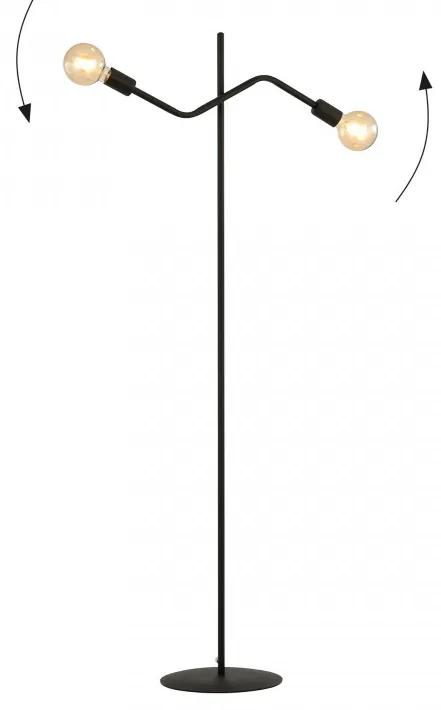 Lampadar modern negru din metal cu 2 becuri Frix
