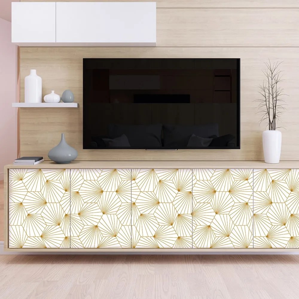 Tapet decorativ pentru mobilier Ambiance Hexoka, alb - galben