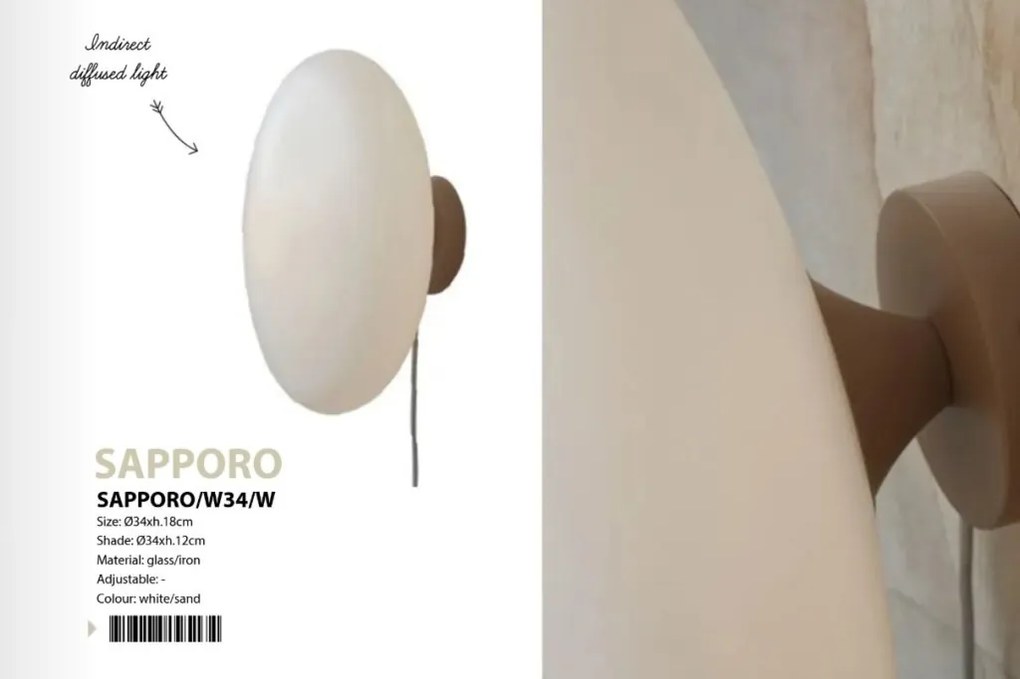 Aplica de perete design modern Sapporo L alb/sand