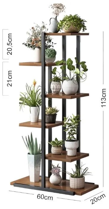 Suport pentru flori – etajeră modernă cu 6 rafturi, 113x60x20 cm