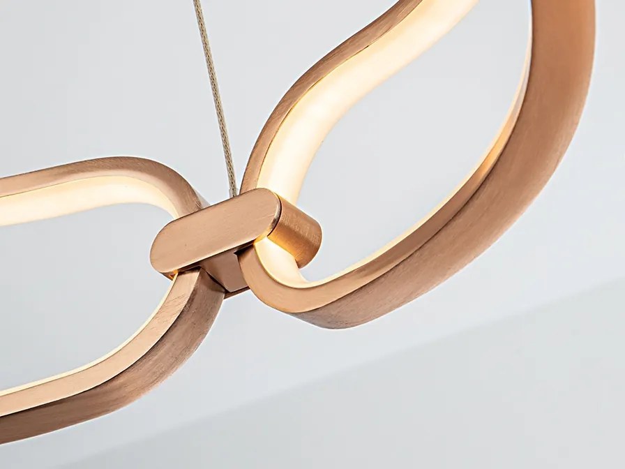 Lustra LED suspendata design ultra-modern, dimabila cu telecomanda, 80cm Colette auriu roze