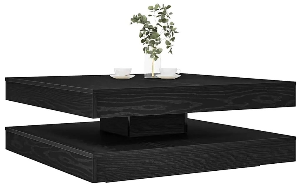 vidaXL Masuta de cafea rotativa 360 de grade stejar negru 90x90x34,5cm