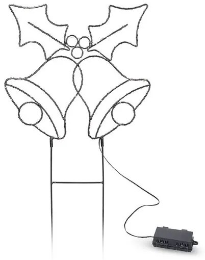 Solight 1V289 - Decorațiune LED de exterior pentru Crăciun, 100 LED/3xAA, IP44, lumină caldă, clopoței