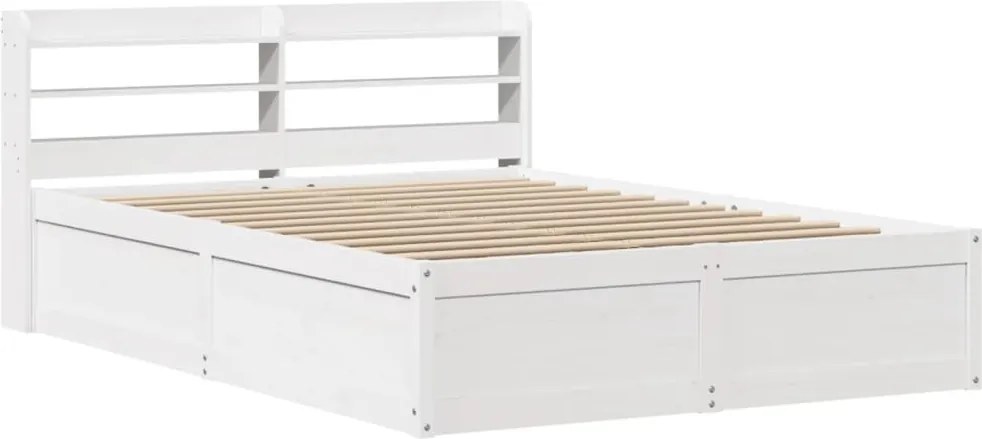 vidaXL Cadru de pat cu tăblie, alb, 150x200 cm lemn masiv pin