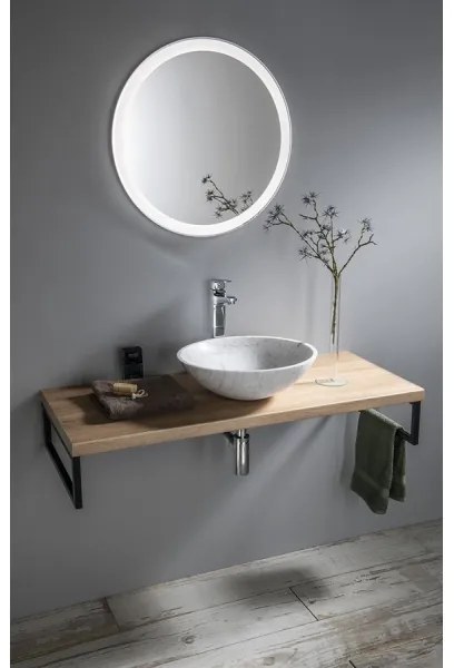 Sapho - Lavoar pe blat BLOK Ø 42 cm piatră/Carrara/alb mat