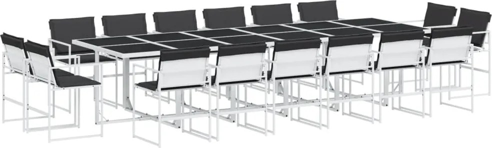 vidaXL Set mobilier de grădină, 17 piese, cu perne, alb, textilenă