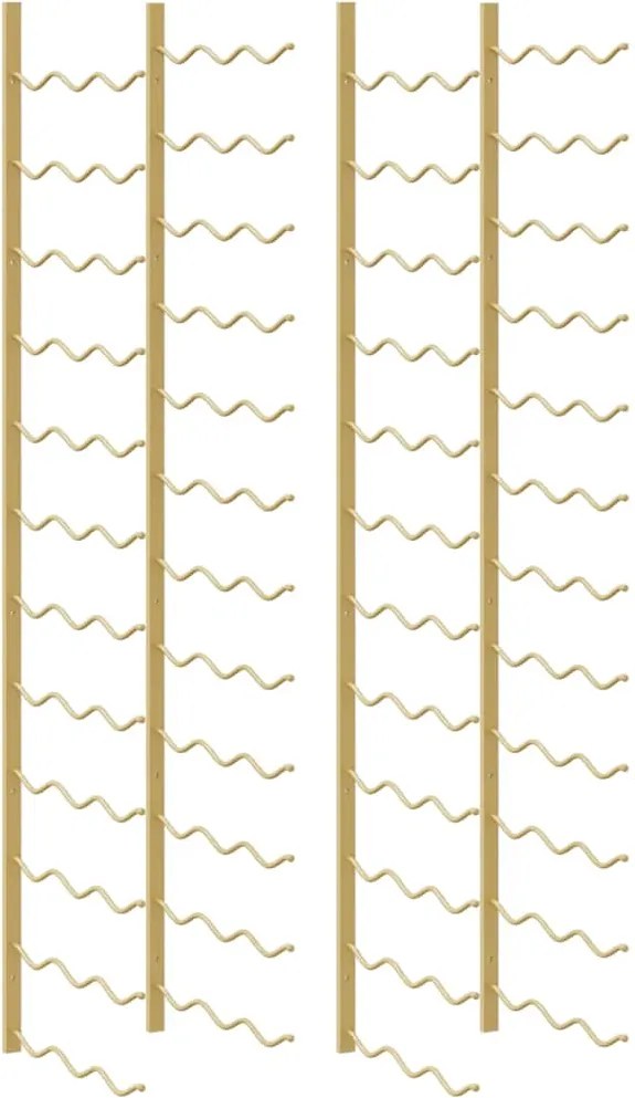 vidaXL Suport sticle de vin de perete, 36 sticle, 2 buc., auriu, fier