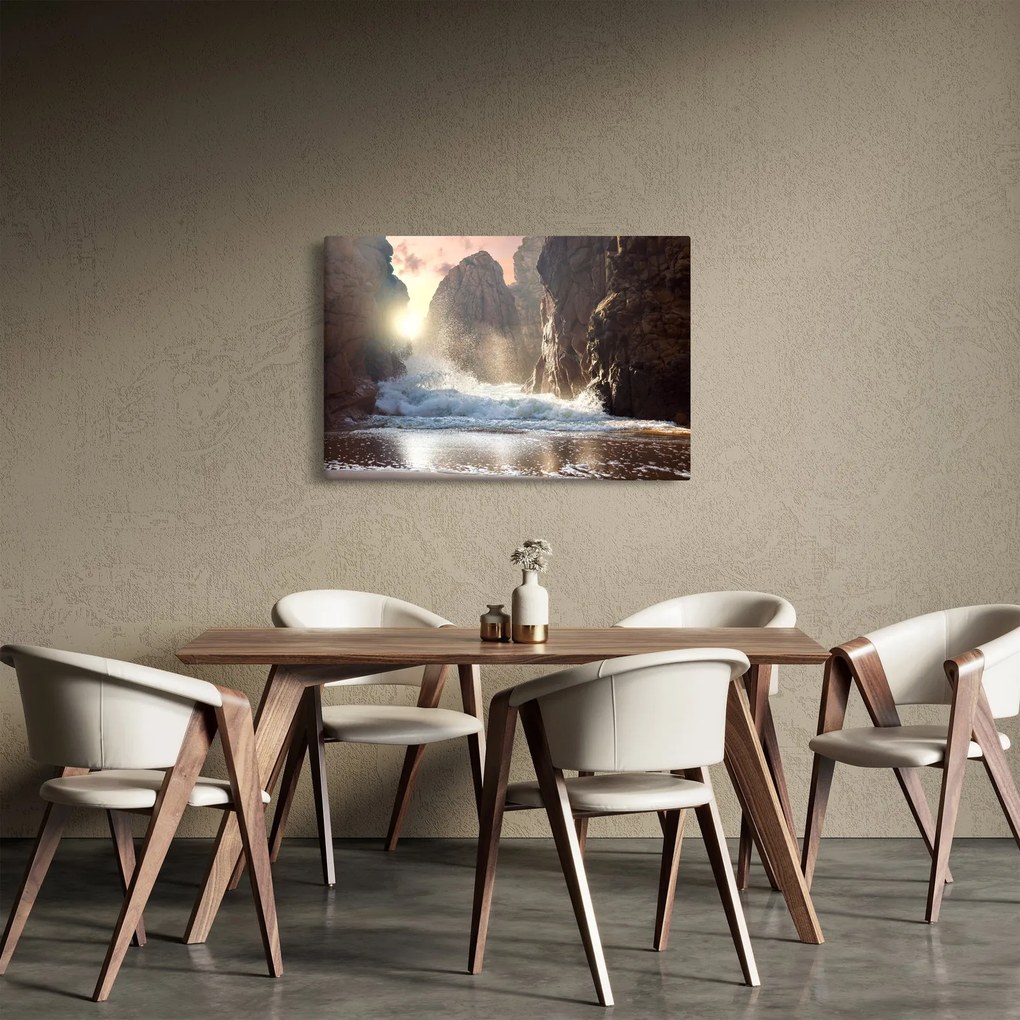 Tablou - Stânci și valuri ale oceanului (90x60 cm)
