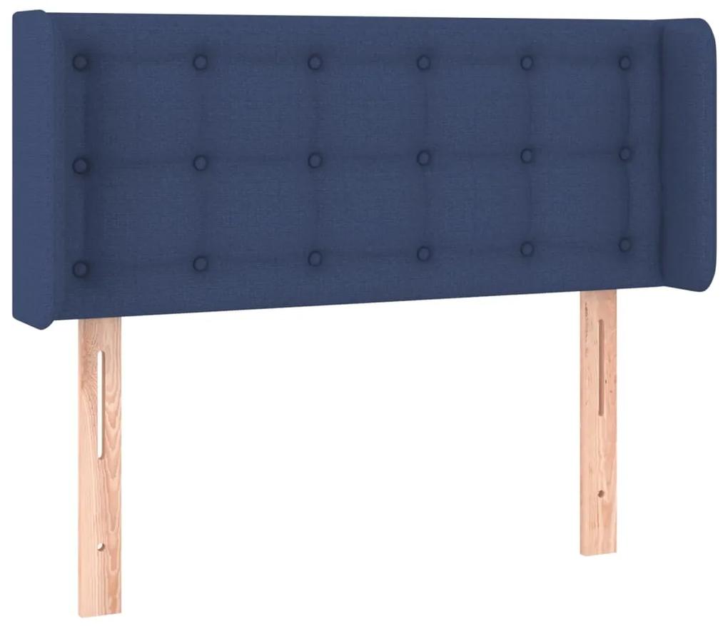 3119198 vidaXL Tăblie de pat cu aripioare albastru 103x16x78/88 cm textil