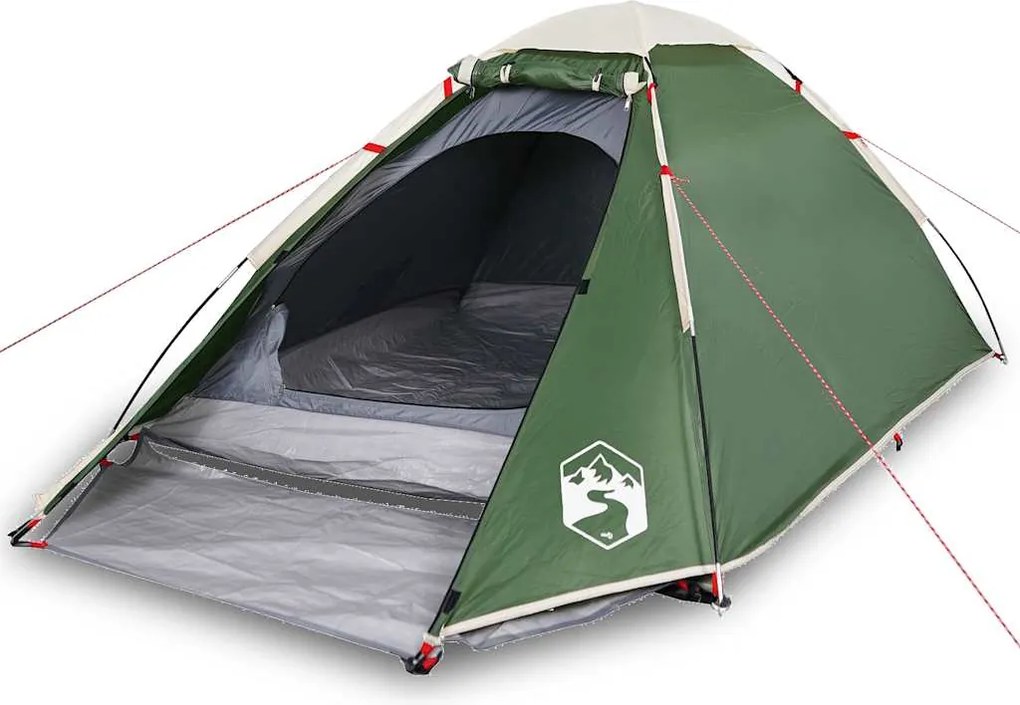 vidaXL Cort de camping cupolă pentru 4 persoane, verde, impermeabil