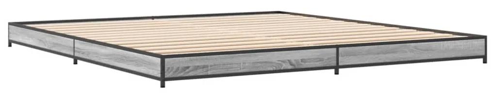 845134 vidaXL Cadru de pat, gri sonoma, 180x200 cm, lemn prelucrat și metal