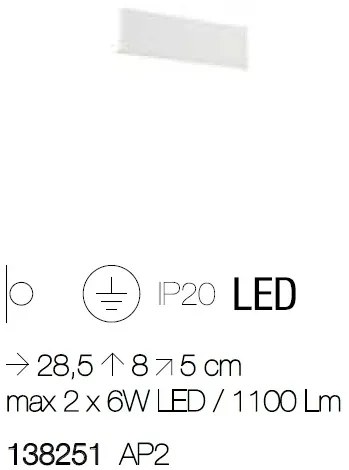 Aplica de perete design modern LED DESK AP2 BIANCO 138251
