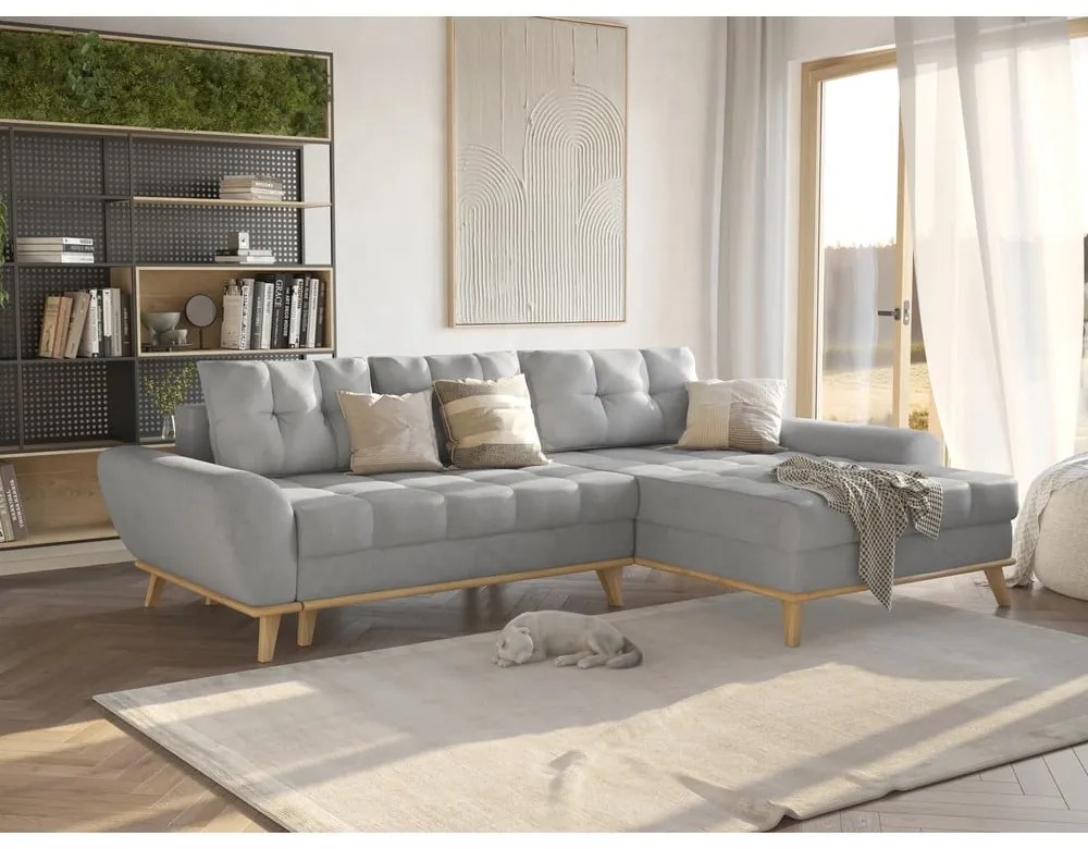 Colțar gri deschis extensibil (cu colț pe partea dreaptă) Balitco – Ropez