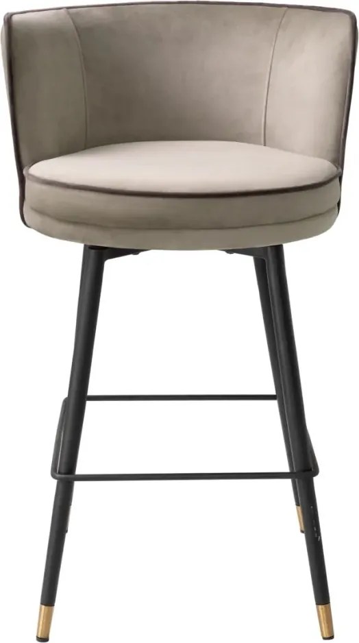 Scaun de bar pivotant design LUX Grenada Counter, catifea Savona greige
