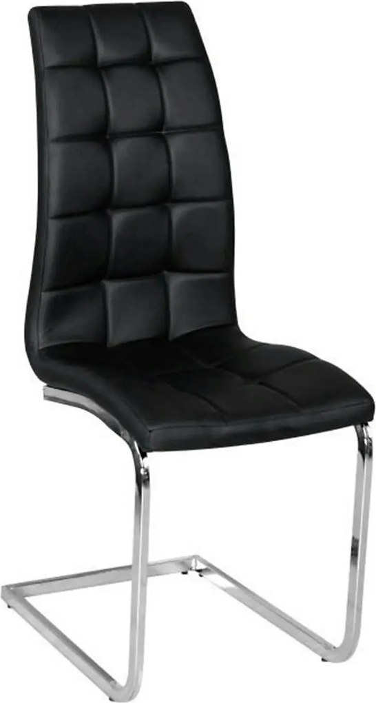 Scaun bucatarie DULCIA, negru/crom, piele ecologica/metal, 40x58x103x4