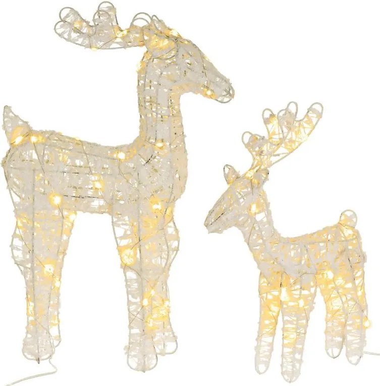 Set de 2 reni scânteietori 45 LED-uri cu temporizator, alb c