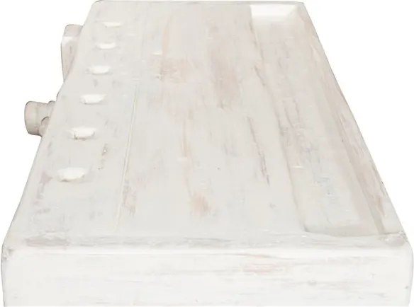 Banc de tamplar, L116 63 H90 cm, 4 sertare, alb antic, lemn masiv