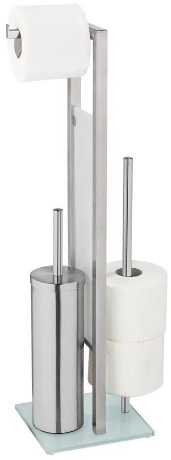 WENKO 25399100 - Perie WC RIVALTA, 18x70 cm, argintiu/alb/negru