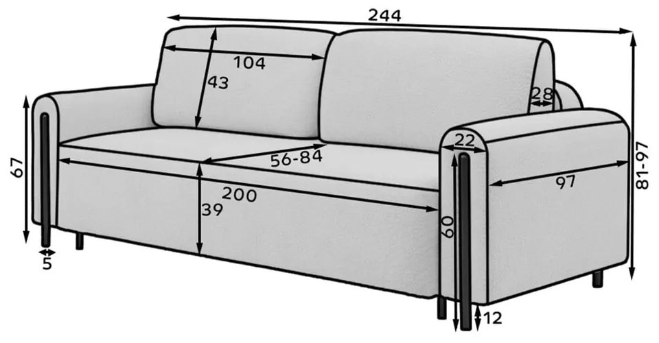 Canapea bej extensibilă/cu spațiu de depozitare cu tapițerie din țesătură bouclé 244 cm Arcadova – ELTAP