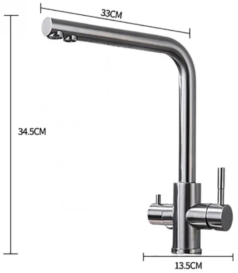Baterie Bucatarie cu 3 Cai , Inox, Apa Filtrata, Esn1754