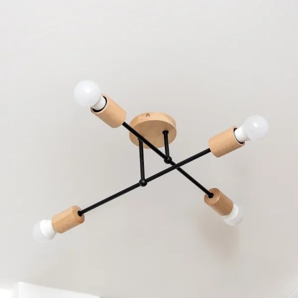 Lustră aplicată CAMBRIDGE 4xE27/15W/230V, din lemn de pin