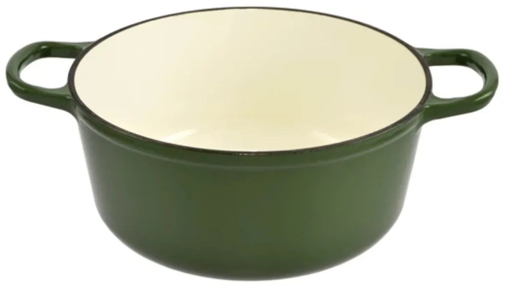 Oala fonta emailata cu capac, 25x11 cm 3,5 L Perfect Home 11862, verde