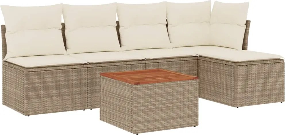 vidaXL Set canapele de grădină cu perne, 6 piese, bej, poliratan