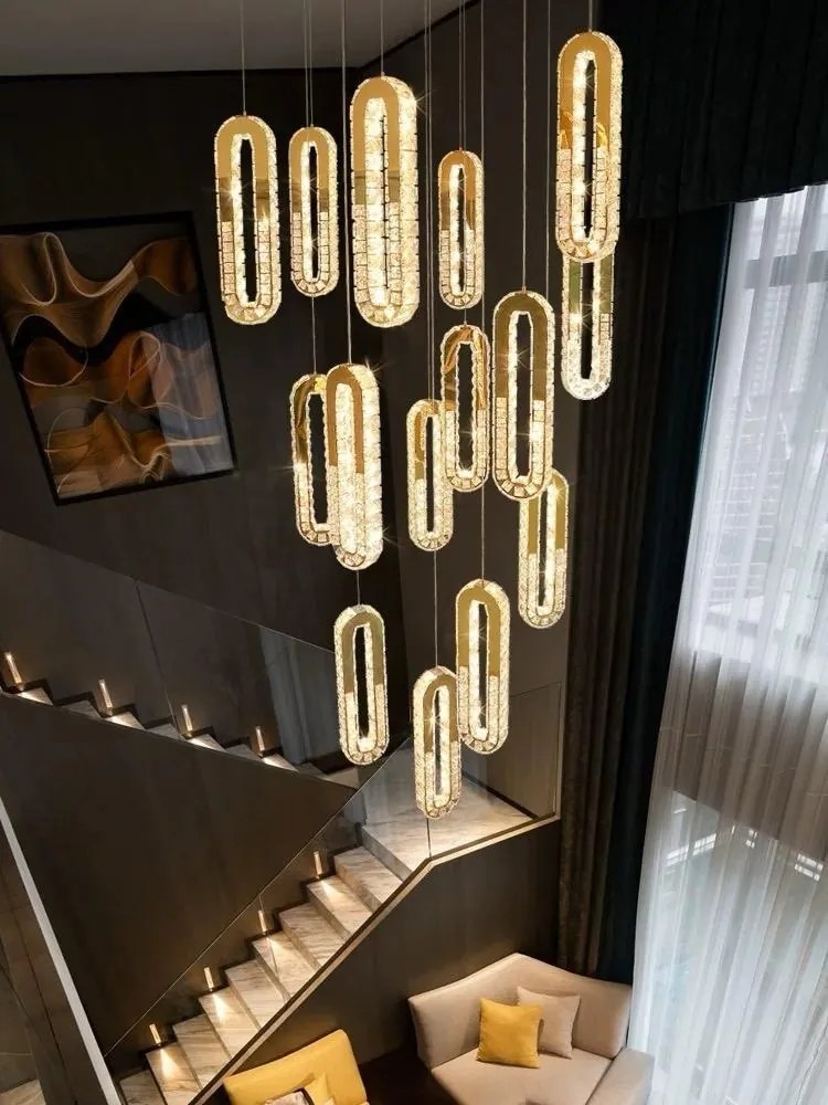 Candelabru Cristal,15 Leduri, Metal, 351W, Auriu