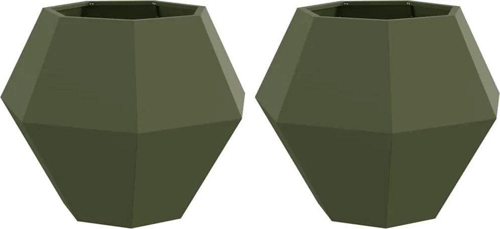 vidaXL Jardinieră 2 pcs Verde măsliniu 75 x 75 x 60 cm Oțel
