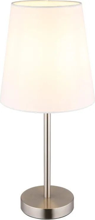 Lampa de masa metal nickel abajur textil alb JORIS