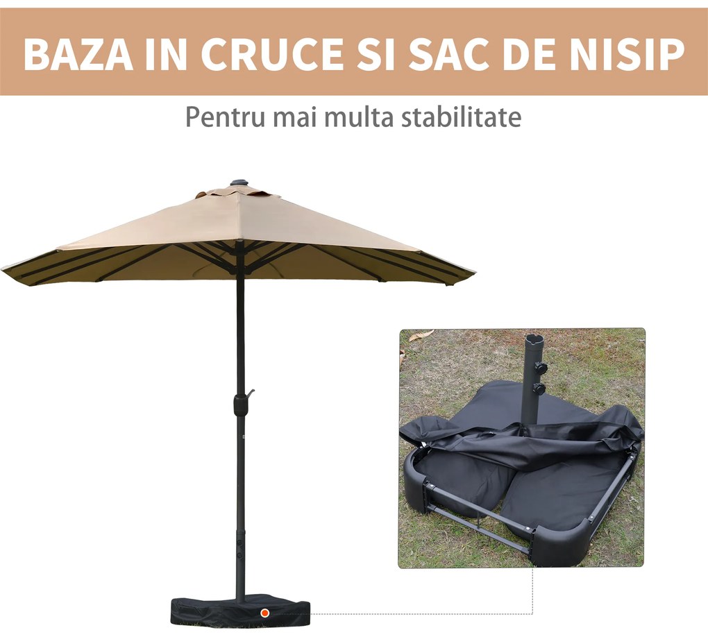 Outsunny Umbrele de Gradina Dubla 460x270cm cu Manivela si Baza Transversala | Aosom Romania
