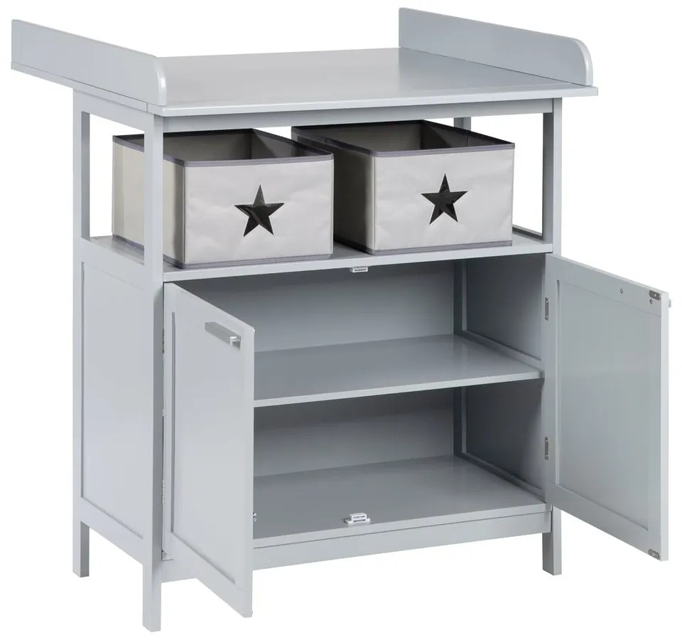 Comodă de copii gri cu masă de schimbat 87x100x75 cm Hamburg – Roba
