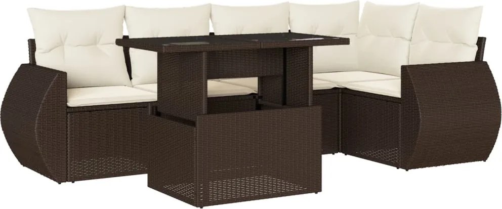 vidaXL Set canapele de grădină cu perne, 6 piese, maro, poliratan