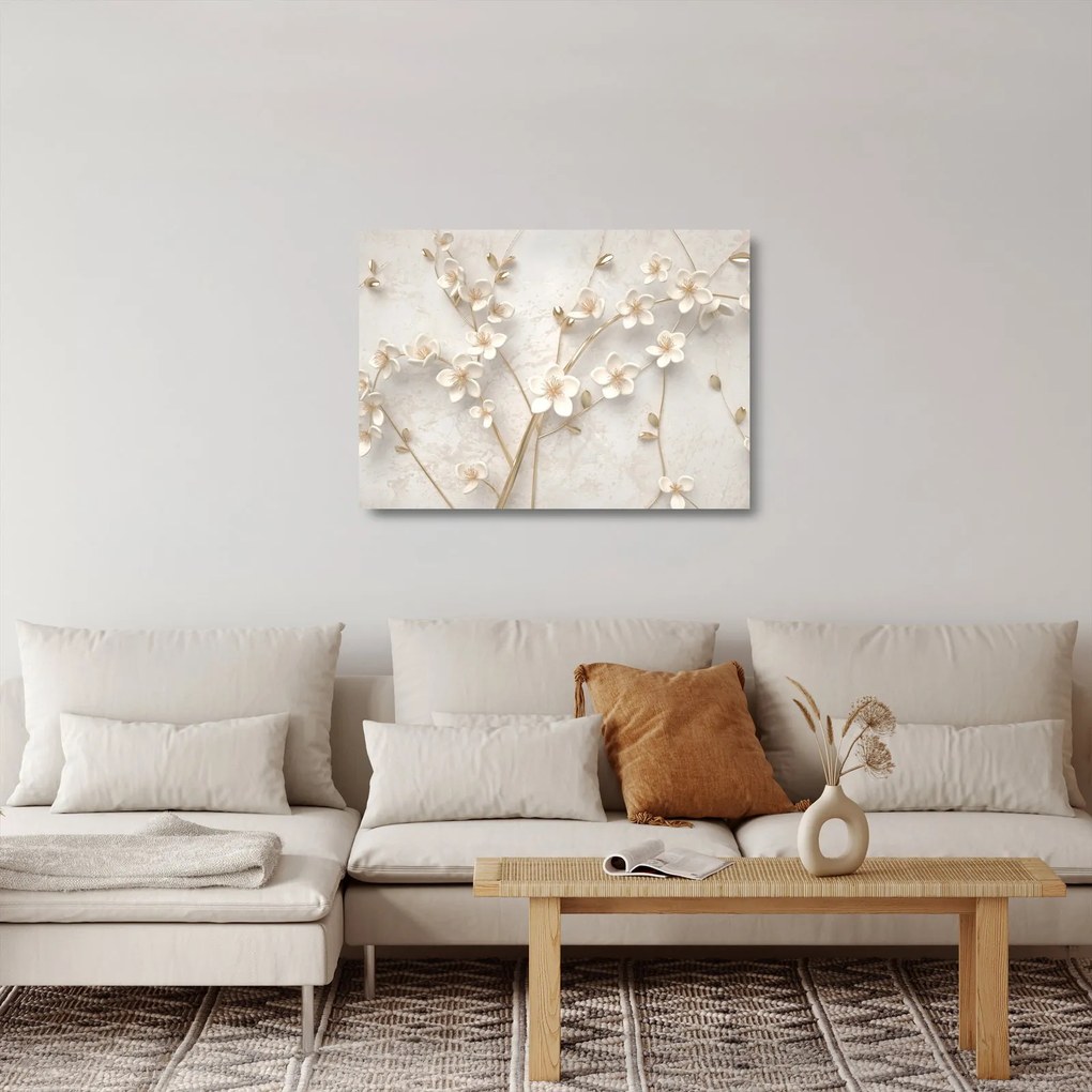 Tablou pe sticlă - floare aurie - abstractă (70x50 cm)