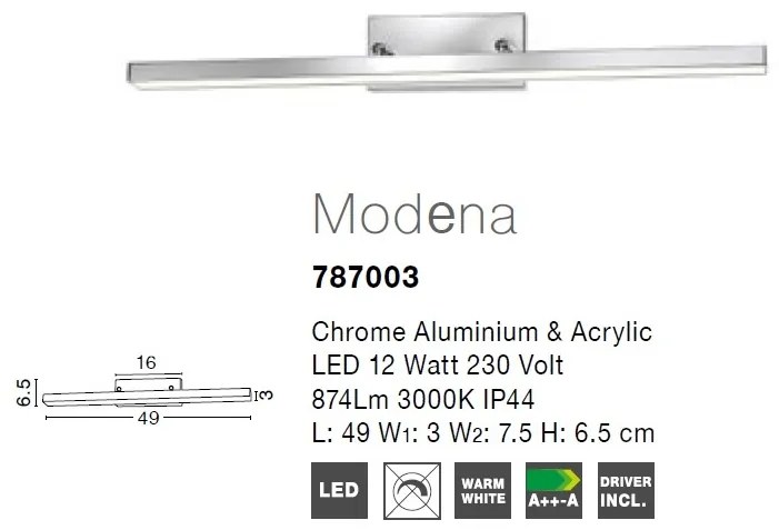 Aplica perete LED pentru baie IP44 Modena 12W NVL-787003