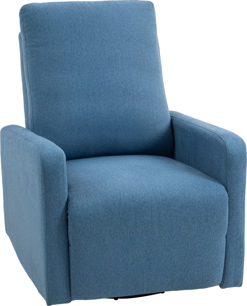 HOMCOM Fotoliu Relaxant Reclinabil Manual la 135°, Rotativ la 360° cu Funcție de Balans, Albastru | Aosom Romania