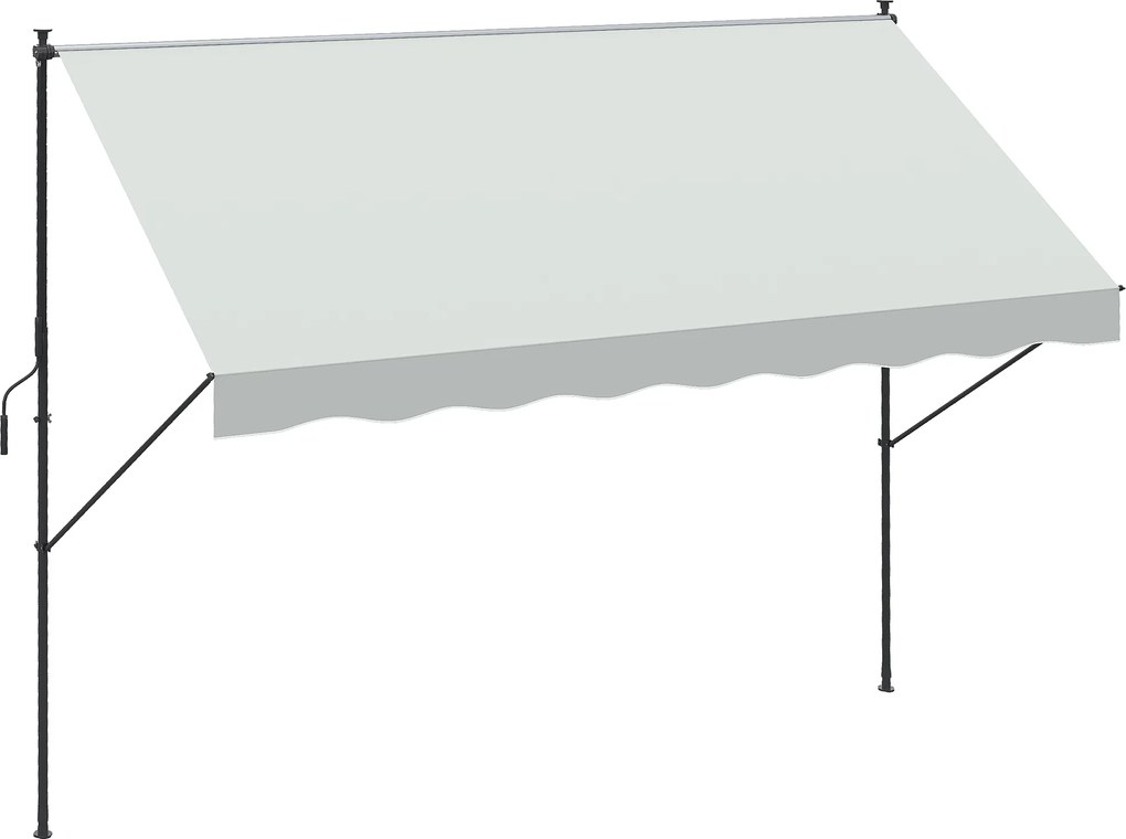 Outsunny Copertină Manuală Retractabilă 300x175x210-310 cm Reglabilă cu Manivelă Protecție Solară UV40+ pentru Balcon Terasă Crem | Aosom Romania
