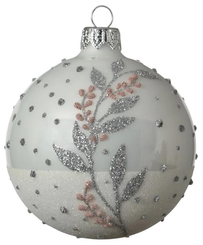 Glob Branche, Decoris, Ø8 cm, sticla, argintiu
