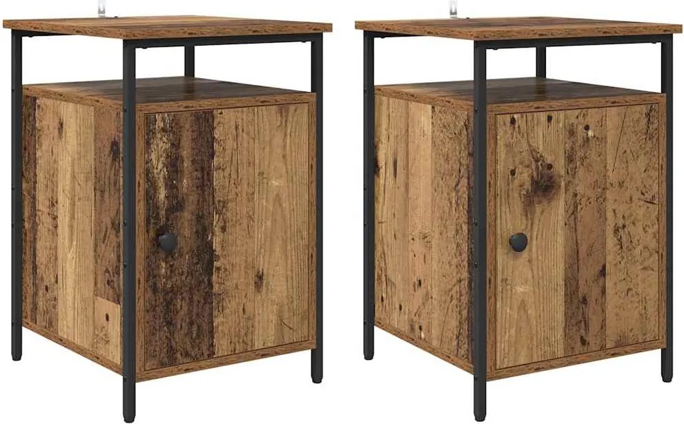 vidaXL Dulap de noapte 2 pcs Lemn vechi 40 x 42 x 60cm Lemn compozit