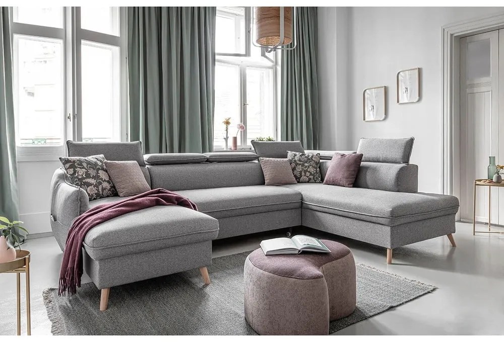 Colțar gri deschis extensibil (cu colț pe partea dreaptă) Sweet Harmony – Miuform